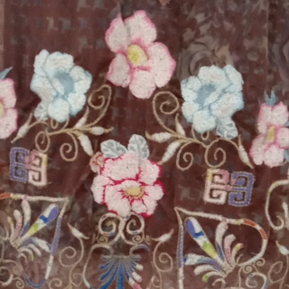 Johnny Was Biya Embroidered Mesh Top and Black Camisole - Picture 4 of 8